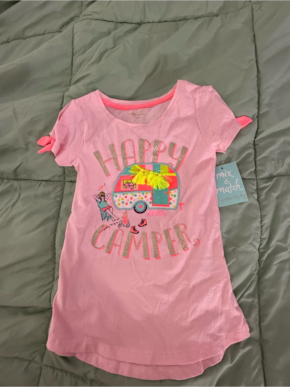 Cynthia Rowley Pink 'Happy Camper' Graphic Tee